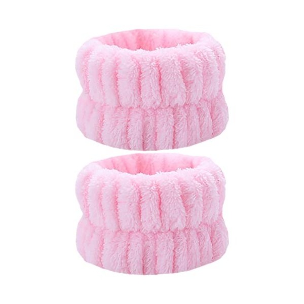 Lot de 2 sangles de serviette de poignet pour le lavage du visage Bracelets de spa en microfibre pour le poignet Bracelets po