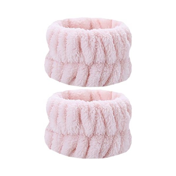 Lot de 2 sangles de serviette de poignet pour le lavage du visage Bracelets de spa en microfibre pour le poignet Bracelets po