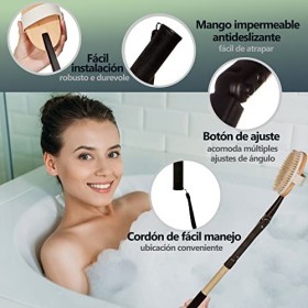 EASACE 2 en 1 Brosse pour le corps Applicateur de lotion Brosse pour le dos Brosse de bain Douche Brosse de douche Avec long 