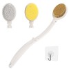 LFJ Brosse de Bain, Brosse Dos Douche Long Manche 3 en 1 Éponge Pierre Ponce Laveur de Corps Poils Raides Massage Exfoliant B