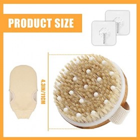 Brosse pour le Massage à Sec du Corps, Brosse de Massage 100% Poils de Sanglier, Brosse pour le Corps à Brossage à Sec, Bross