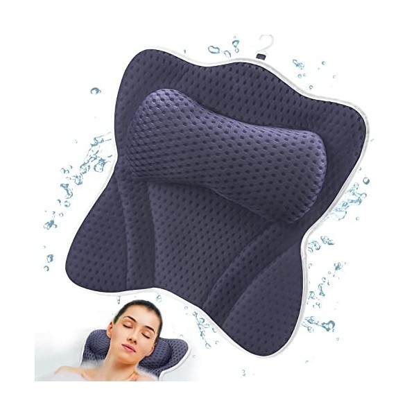 FRECOO Coussin de Baignoire, Coussin de Bain Technologie Ergonomique 4D Air Mesh et 6 ventouses Fonction de Soutien pour la t