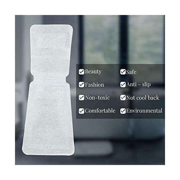 ANGGREK Oreiller de Bain Complet - Matelas de Spa Coussin de Luxe antidérapant Tapis de Baignoire matelassé Doux et Respirant