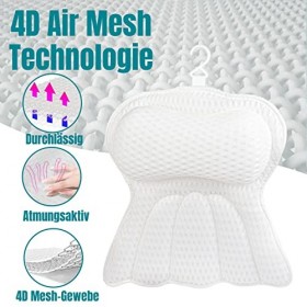 Coussin de Bain, Coussin Baignoire, Oreiller pour Baignoire avec 6 Ventouses Antidérapant, Repose Tête Baignoire Imperméable 