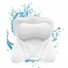 Kamiya Coussin de Bain, Coussin Baignoire Adulte en Maille d’air 4D avec 6 Ventouses，Accessoires pour Le Bain 44 x 42 x 6 cm,