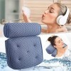 Coussin de Bain Oreiller de Baignoir 4D avec 7 Ventouses Antidérapant Oreiller De Baignoire Air Mesh,Coussin de Spa,Coussin d