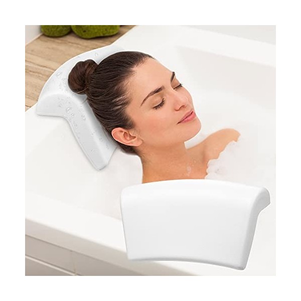 Oreiller de Bain - Layhou Coussins de Bain PU Oreiller de Bain pour Baignoire Coussin pour Baignoire avec Ventouses Repose Tê