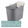 FlinQ Bath Bucket Gris avec Oreiller | XL Mobile Baignoire Pour Adultes et Enfants avec oreiller cervical | Baignoire Outdoor
