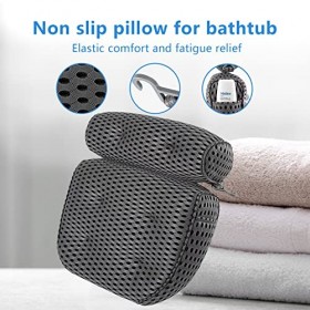 Feelhap Oreiller de Baignoire 4D,Coussin de Bain avec 7 Ventouses Antidérapant,Oreiller De Baignoire Air Mesh,Coussin de Nuqu