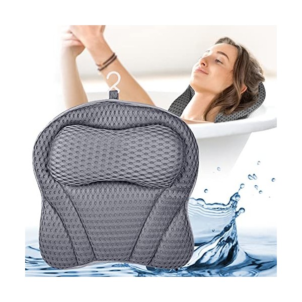 Oreiller de Bain - Coussin de Bain,Coussin Baignoire avec 6 Ventouses, Oreiller pour Baignoire Imperméable en 4D Air Mesh,Ore