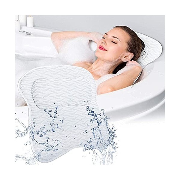 Oreiller de Bain, Coussin de Spa avec 7 Ventouses, Coussin de Soutien Baignoire Sèche Rapide pour Tête Nuque Épaules, Bathtub