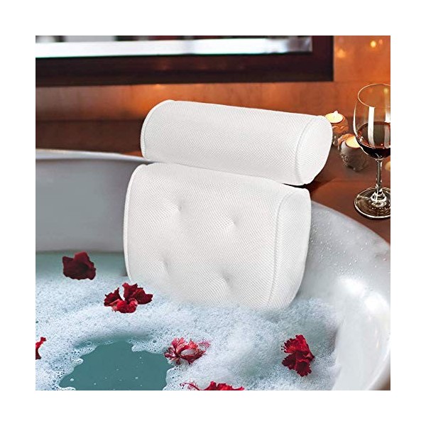 Samplife Oreiller de Bain-Spa de Coussin de Baignoire HeadNeckand Support dépaule avec 4 ventouses Solides antidérapantes