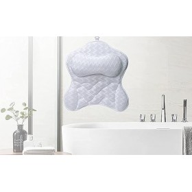 Lactraum Coussin de bain - Coussin de nuque et de dos avec tissu AirMesh 3D et ventouses antidérapantes puissantes - Tissu hy