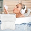 NAJILI Oreiller de Bain, Coussin de Spa 4D Air Mesh avec 6 Ventouses Antidérapant Ergonomique Bain Oreiller, Lavable en Machi