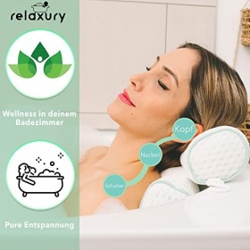 relaxury Coussin de Bain - Design Unique - 2 Couleurs - Coussin de Bain et de Spa - avec Technologie 4D Air Mesh - 6 ventouse
