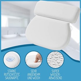 APUKI® Coussin de bain I Relaxation comme sur des nuages I Coussin de baignoire avec 7 ventouses I 1A Accessoire de baignoire