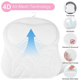 Oreiller de Bain - Coussin Baignoire 4D avec 6 Ventouses Antidérapant et Puissantes,Coussin de Soutien Baignoire,Bathtub Pill