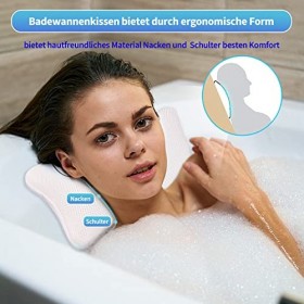 NELXIBI Coussin Baignoire, Coussin de Bain, Appuie-Tête avec Ventouses Baignoire, Oreiller de Baignoir Ergonomique Spa, Repos