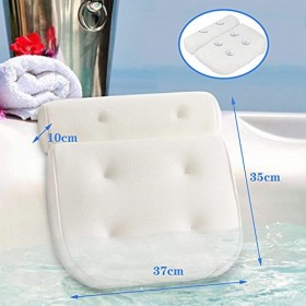 LiRiQi Coussin de Bain, Oreiller de Baignoire Coussin de Bain avec 3D Air Mesh avec 6 Ventouses Antidérapant, Ergonomique Bai