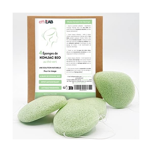 Eponge de Konjac bio exfoliante grâce aux brisures de coques de noix pour le corps | Lot de 2 éponges corps| Eponge végétale 