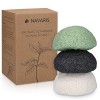 Navaris Éponge konjac - Lot 8 éponges de konjac pour visage tout type de peau - Éponge noire blanche verte rose rouge 100% na