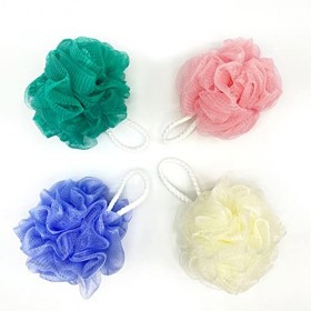 MIVAIUN Lot de 4 Fleurs de Douche Exfoliation du Corps en Maille Éponge Pour le Bain Moussant Éponge de Soie Fleurs de Bain É