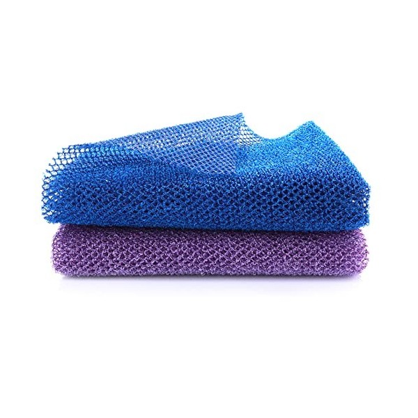 WLLHYF Lot de 2 filets exfoliants africains en nylon pour le dos, la douche, le nettoyage, le spa, le massage, le nettoyage e