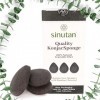 Sinutan® | Eponge Konjac 100% Naturelle pack de 3 pour Exfoliation et Nettoyage en Profondeur des Pores | Charbon de Bambou