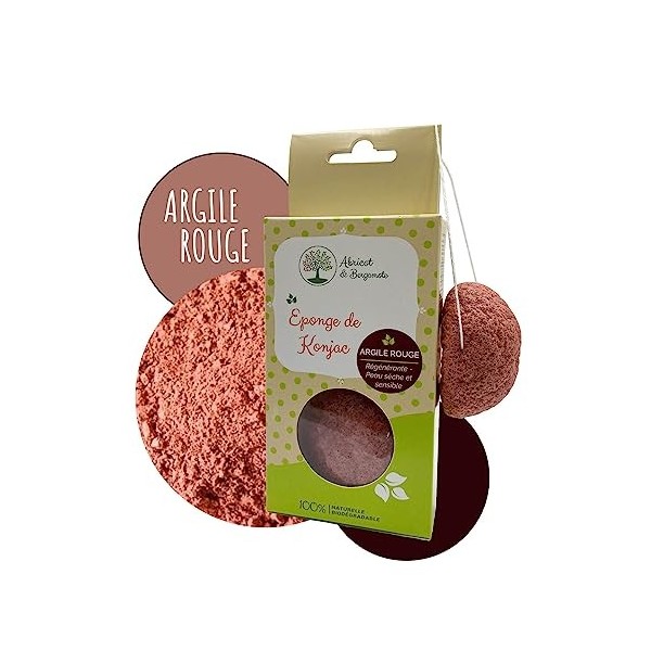 Sun&Sia Eponge en Konjac 100% Naturelle à lArgile Rouge