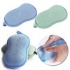 SUPVOX 2pcs Éponge de Bain Exfoliant Fibre Végétale Serviette Nettoyant Éponge Corps pour Bebe Douche et Spa Bleu et Vert