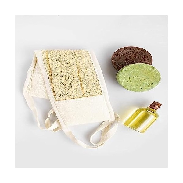 Pochette en fibre de citrouille naturelle, longue pochette de douche pratique avec cordon de serrage, pochette de bain bio na