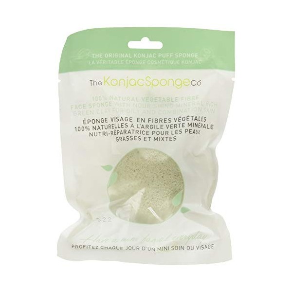 THE KONJAC SPONGE Eponge Konjac pour Visage Enrichie à lArgile Verte