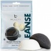 Beauty by Earth Lot de 2 éponges faciales Konjac - Charbon Noir & Blanc Naturel pour peaux sensibles à tendance grasse ou A