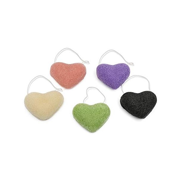 Dolovemk Lot de 6 éponges Konjac pour le visage, infusées avec du charbon actif de bambou, éponges luffa réutilisables pour l