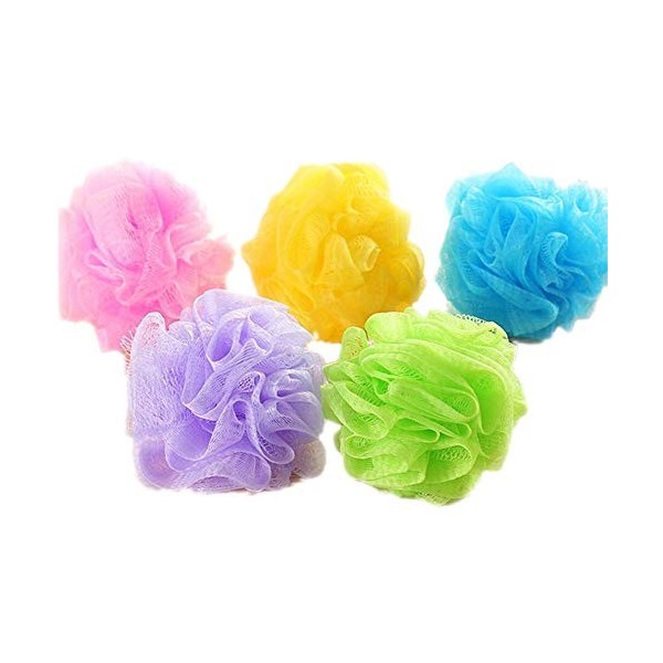 TRIXES Lot de 5 Fleurs de Douche Exfoliantes de Couleurs Variées Savonnage Facile pour le Corps