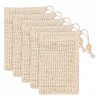 Pinsheng Sac à Savon En Sisal, 5 Pcs Sac à Savon Naturel Sac à Savon Bio Poche à Savon Avec Cordon Pour Moussage et Séchage d