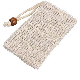 Lot de 2 sacs à savon en sisal naturel doux avec cordon de serrage pour le séchage de la mousse et le nettoyage du corps