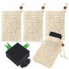 Sac de savon naturel - INTVN 4 pcs Sac à Savon en Sisal | 2 pcs Savon au charbon de bambou, Filet à Savon Naturel Sachet à Sa