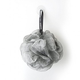 1541 London, fleur de douche exfoliante pour le corps, éponge bouffante pour le bain et la douche, gris argenté
