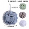 8PCS Éponge de Douche XL Loofahs Eponge de Bain aux Couleurs Vives Eponge de Massage Pour Bain Fleur de Douche Exfoliante Épo