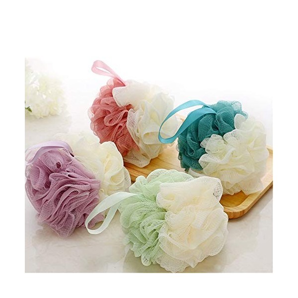 4pcs Fleurs de Bain Fleur de Douche Éponge de Douche Éponge de Bain Savonnage Facile pour le Corps Couleur Aléatoire