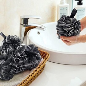 XENITE Brosses for le bain et le corps, boule de bain au charbon de bambou, fleur de bain, éponge de luffa, pouf de douche, é