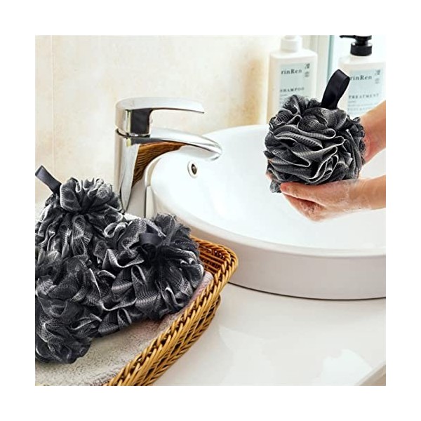 BAFAFA Brossage à sec Charbon de bambou Boule de bain Bain de fleurs Éponge de luffa Éponge de douche Pouf de douche Épurateu