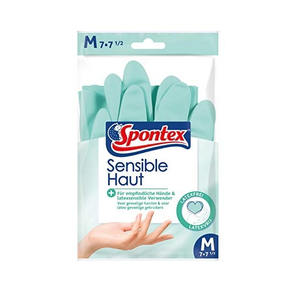 Gants de ménage Spontex pour peaux sensibles, doux pour la peau, pour les mains sensibles et les personnes allergiques au lat