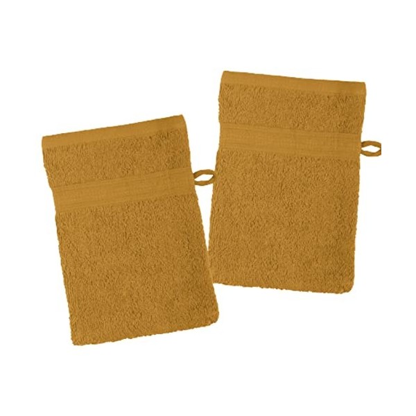 LOVELY CASA - Lot de 2 gants de toilette 15 x 21 cm - LAGUNE - Blanc