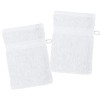 LOVELY CASA - Lot de 2 gants de toilette 15 x 21 cm - LAGUNE - Blanc