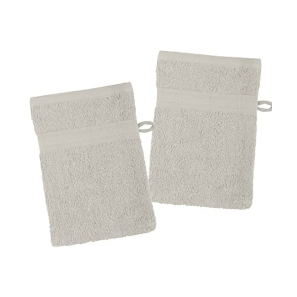 LOVELY CASA - Lot de 2 gants de toilette 15 x 21 cm - LAGUNE - Blanc