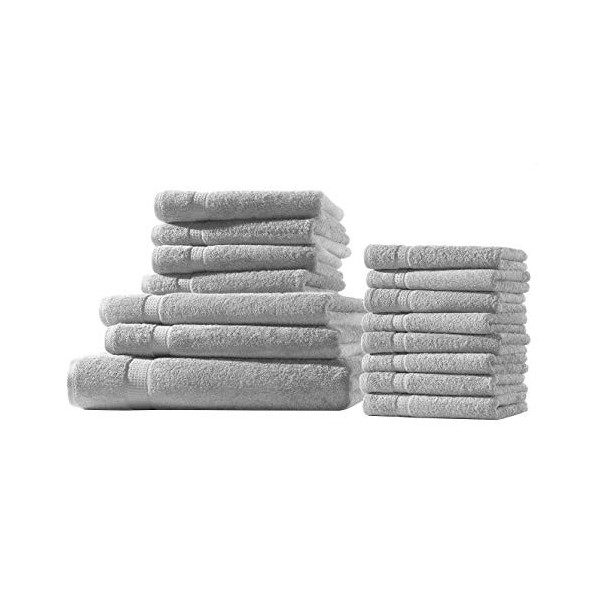 Hometex Premium Textiles Lot de 10 gants de toilette argentés 16 x 21 cm 100 % coton éponge Oeko-TEX Standard 100 Qualité sup