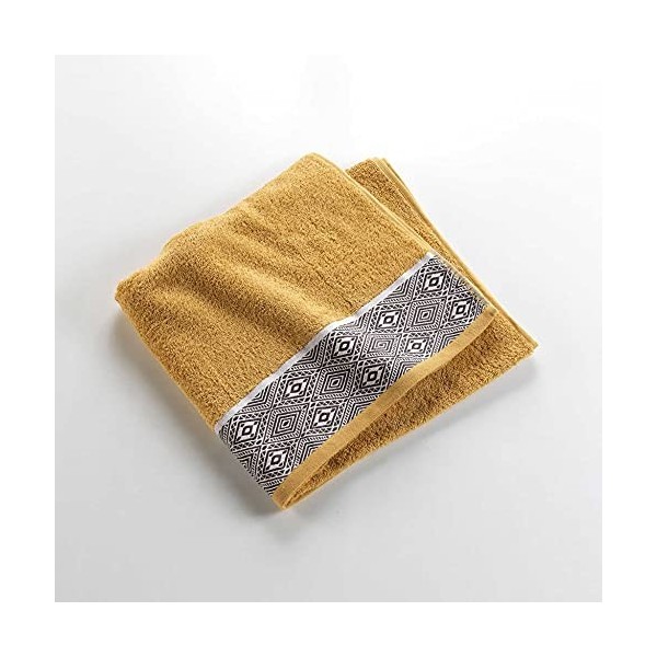 2 Gants de Toilette 15 x 21 cm Esteban Ocre, Eponge Jacquard