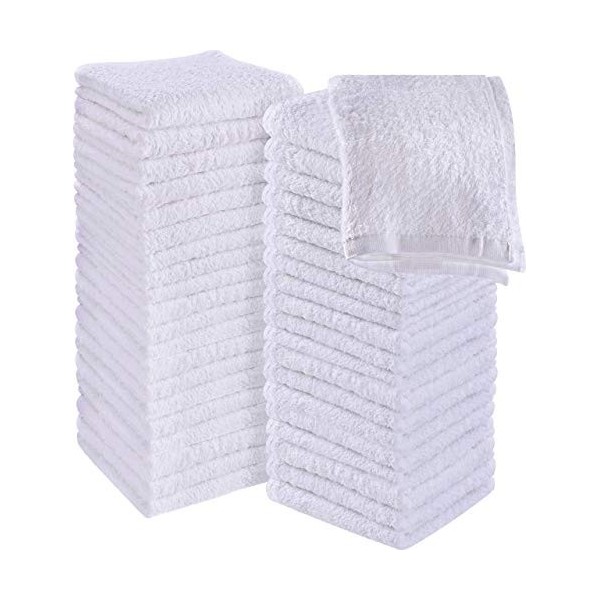 Utopia Towels -Set de Gants de Toilette Lot de 60 - Blanc -100% Coton filé à lanneau, Serviettes de Toilette 30 x 30 CM, D